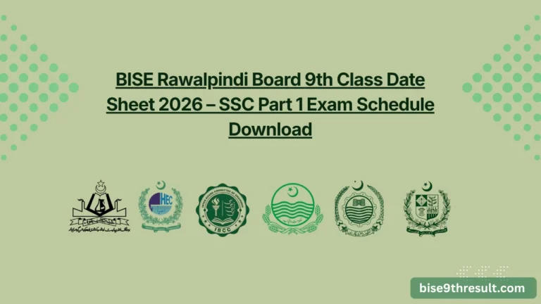 BISE Rawalpindi Board 9th Class Date Sheet 2026