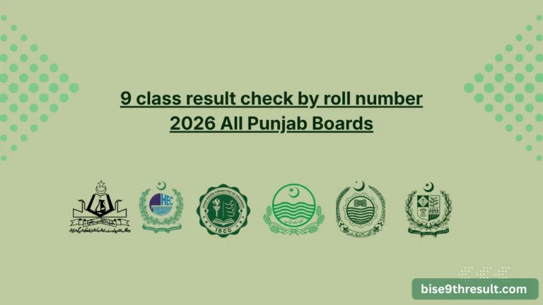 9 class result check by roll number 2026 All Punjab Boards