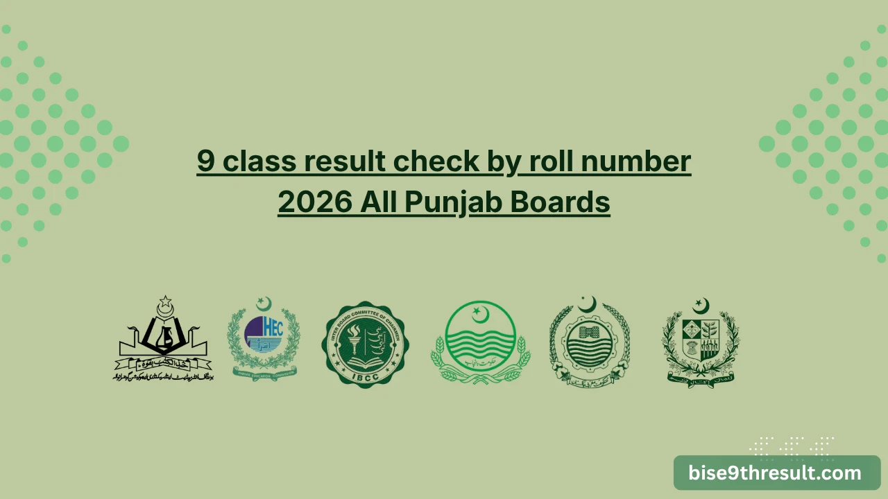 9 class result check by roll number 2026 All Punjab Boards